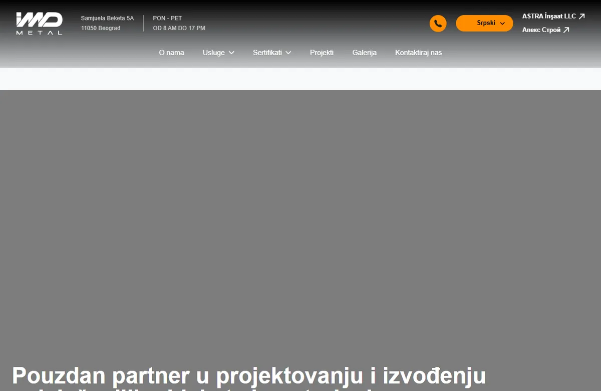 A site for a metal-construction company — imdmetal.com