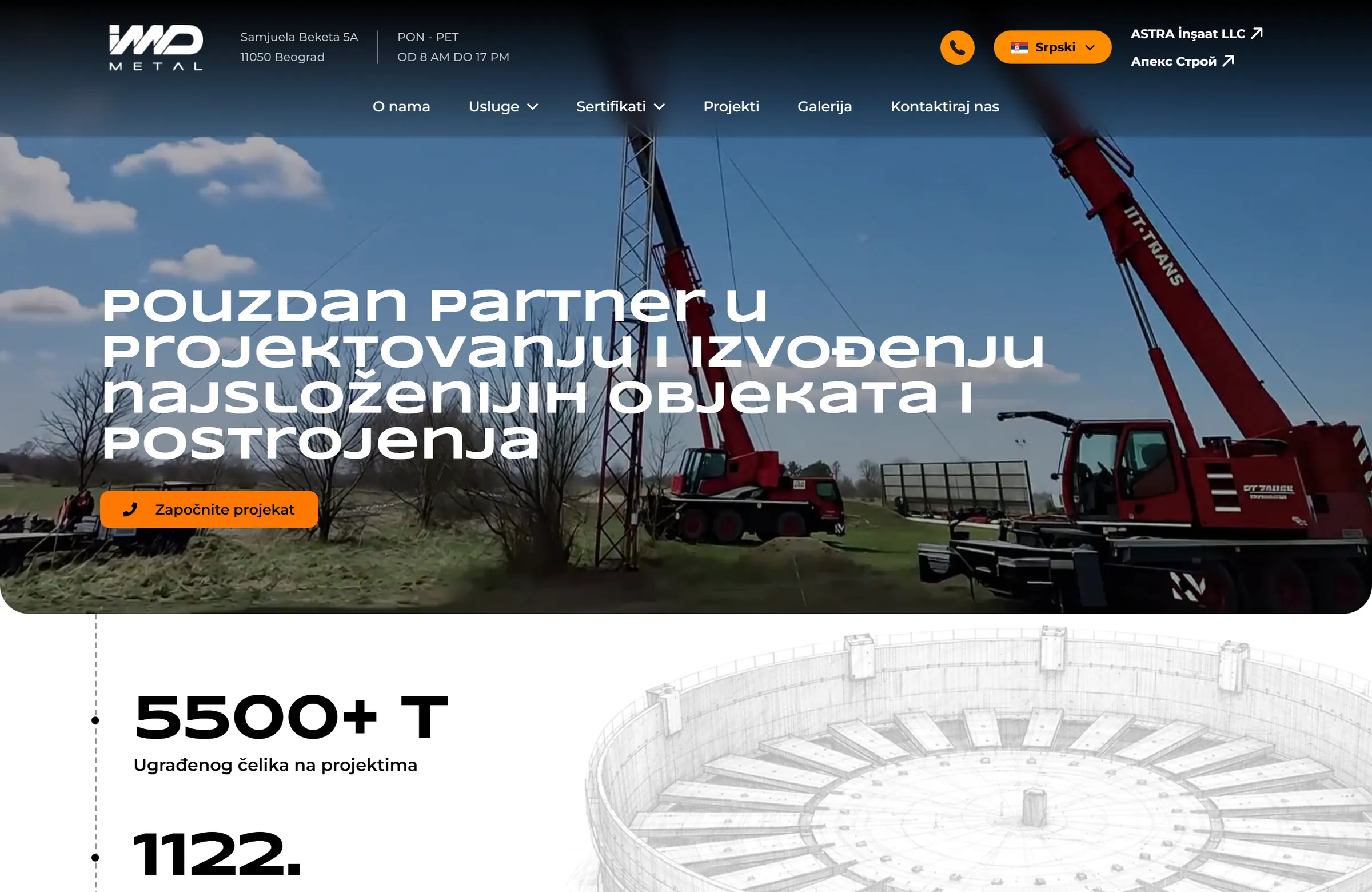 A site for a metal-construction company, imdmetal.com