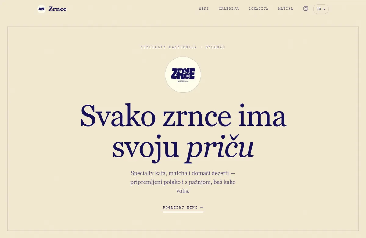 A fast, trilingual site for a cafe — zrncekafeterija.rs